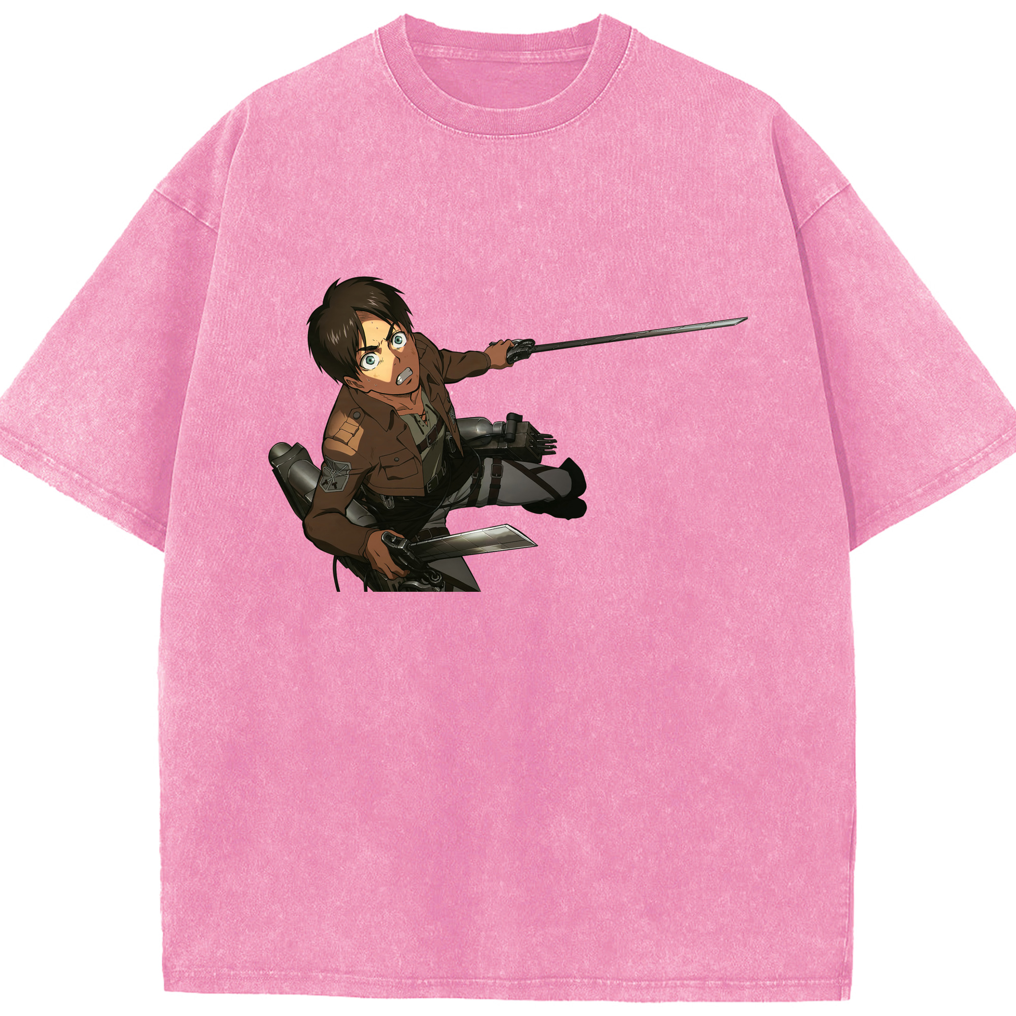 （画像用） 進撃の巨人 エレン･イェーガー Attack on Titan Eren Jäger 綿100% ヴィンテージ風 半袖Tシャツ（フロントプリント）